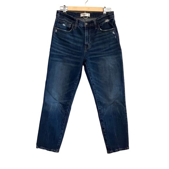 Abercrombie & Fitch A&F The Boyfriend Mid Rise Distressed Jeans Blue Size 27 - Picture 1 of 6